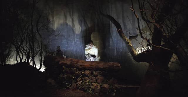 Actress Tara Breathnach on the Sruth na Teanga set which was designed by Maeve Clancy. PHOTO: COLM HOGAN.