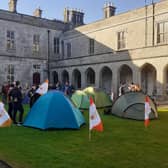 Students protest rent rise last Thursday at NUIG, which is about to splash €180,000 on hotels, including five-star 