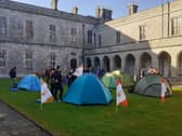 Students protest rent rise last Thursday at NUIG, which is about to splash €180,000 on hotels, including five-star 
