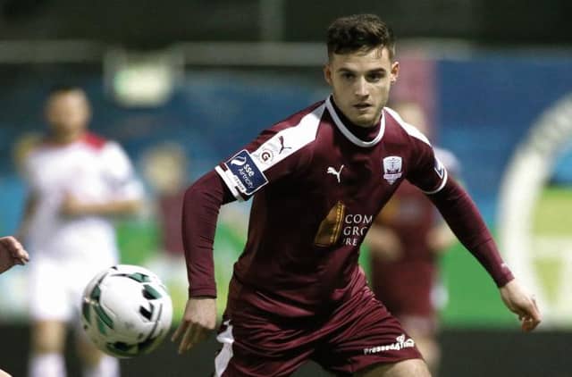 Galway United's Conor Barry who scored a late equaliser in their First Division clash with Shamrock Rovers 11 in Tallaght on Saturday.