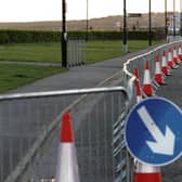 The steel barriers erected along the length of Upper Salthill to prevent parking and deter people from visiting the Prom.