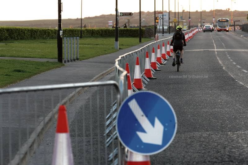 The steel barriers erected along the length of Upper Salthill to prevent parking and deter people from visiting the Prom.
