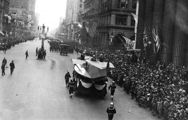 Probably the deadliest parade ever staged. Saturday, September 28, 1918, and an estimated 200,000 people gather on the streets of Philadelphia, USA, for a World War I military parade. Within a week, 45,000 people there had the Spanish Flu – inside another six weeks, 12,000 Philadelphians were dead. Source: Washington Post.