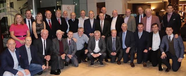The St. James' GAA Committee. Top row (left to right): Olga Concar Murphy, Frank Kinneen, Denise Shaughnessy, Con O'Donovan, Jim Cotter, Mike Keavney, Colm McGowen, Tony Hanley, Martin Crowley, Jimmy Newell, Pat Burke, Sean Connors, Gerry Long Peter Bennett, Des O'Dowd and David O'Connell. Front row (left to right): Johnny Regan, Alan O'Donnell, Pat Jordan, Joe McCarthy, Daniel King, Jimmy Gillespie, Shane Forde, Tom Frain, Seamus Burke, Ronan McNulty, Terry O'Regan and David Henry.