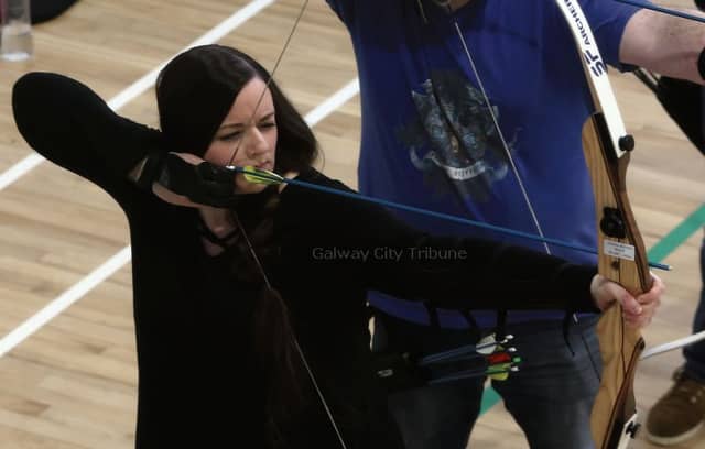Novice archer Katharina Luennemann during Galway Archers club practice.
