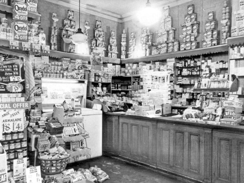 The grocery department at Brightside and Carbrook Co-op, Attercliffe Road, Sheffield, in 1962