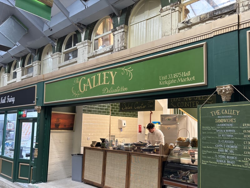 Hidden inside Leeds Kirkgate Market, The Galley Delicatessen boasts a perfect 5-star Google rating. Customers praise its freshly made sandwiches, friendly service and excellent value.