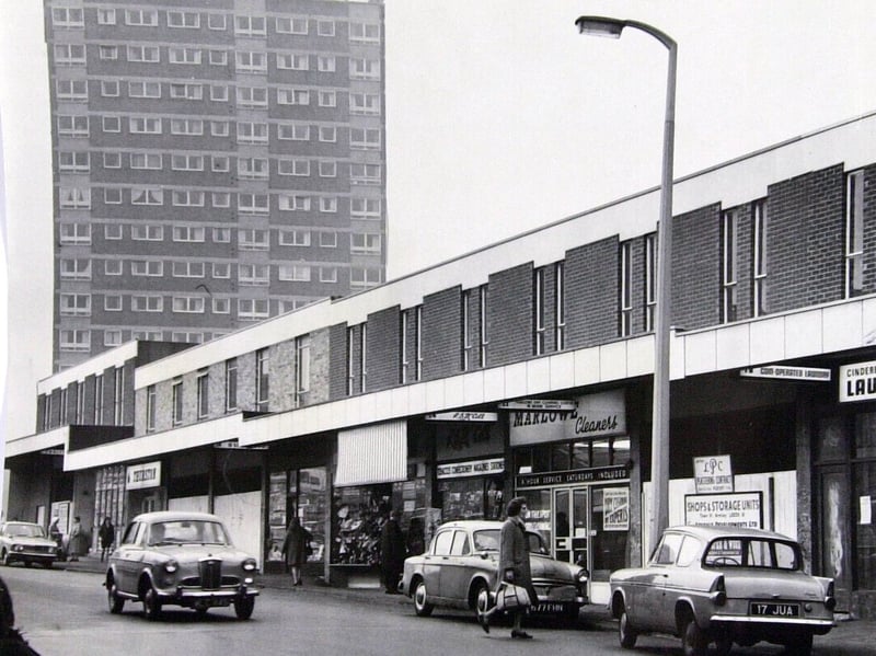 Shops on Town Street, Armley, Leeds, in November 1967