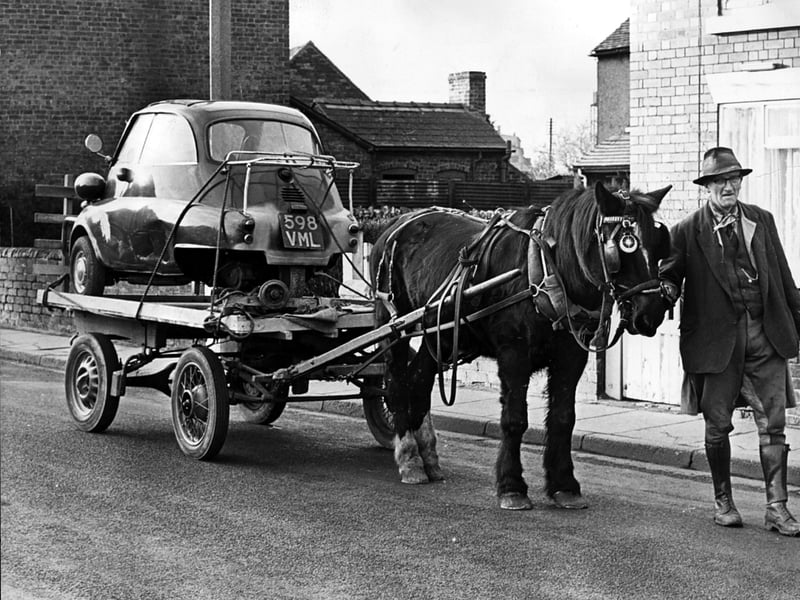 A wonderfully quirky sight from November 1967 as a BMW Isetta bubble car is led away to its new home. New owner Mr John Joseph Brookes, of Trench, arranged for the tiny vehicle to be collected after buying it from Mr Ray Maslin, of Wellington. Once seen as an ingenious answer to motoring on a budget, the bubble car has since become a much-loved classic. Do you remember spotting Isettas on Shropshire’s roads, or have memories of these distinctive little cars turning heads wherever they went?
