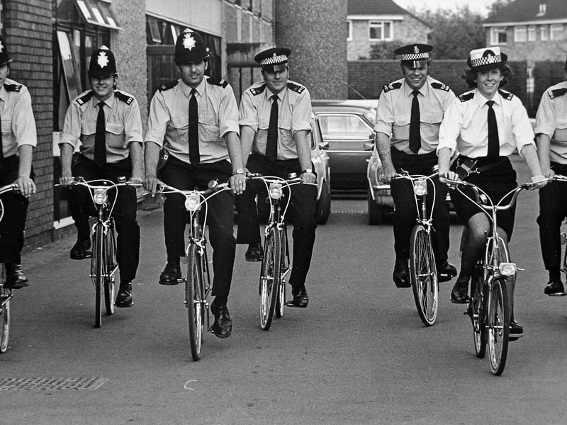 Shrewsbury police officers take to two wheels in June 1979 in an initiative designed to beat rising fuel costs and bring local bobbies closer to the neighbourhoods they serve, with woman police constable Gillian Wynn patrolling the town centre while fellow constables cover beats from Harlescott to Belle Vue and Sundorne. Did you ever stop to chat with your local beat officer as they pedalled through your neighbourhood on patrol? Do you remember seeing the officers riding their bicycles through the town centre back in the summer of 1979?