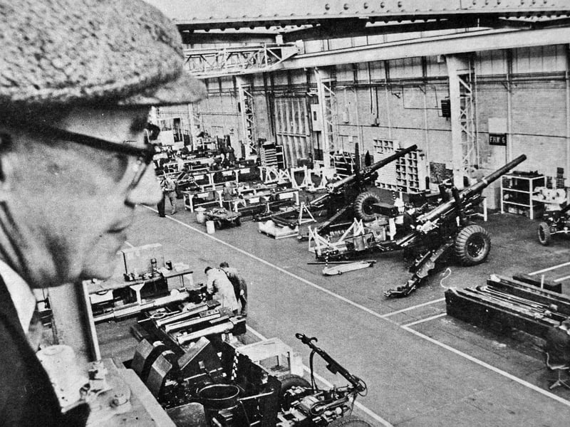 This overhead view of the artillery section at 34 Central Workshop, Donnington COD, was taken in July 1965. Seen from the crane driver's position, the photograph offers a rare glimpse inside the busy workshop and the machinery, equipment and workers that formed part of its daily routine. It captures a very different working world, when large workshops like this were an important part of the local landscape. Do you remember Donnington COD or 34 Central Workshop? Did you or someone in your family work there during the 1960s?