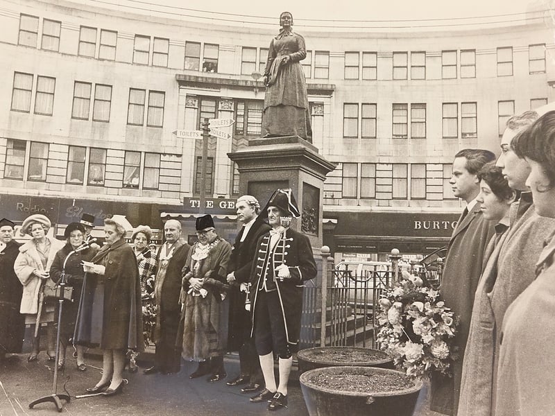 Local civic leaders, nurses, and townspeople gather on The Bridge to lay floral tributes at the foot of Sister Dora’s statue on January 16, 1970. Led by the Mayor and Mayoress, Councillor and Mrs T Croft, alongside the mace bearer and local government representatives, the annual ceremony marked the anniversary of the birth of Dorothy Pattison (born January 16, 1832), who devoted her life to caring for injured industrial workers and patients at the local hospital from 1865 until her death in 1878. The poignant gathering stands as a proud testament to a town's enduring reverence for its most famous hero of compassion. Do you remember attending the annual Sister Dora commemorations or passing her iconic statue on The Bridge over the years? What are your memories of learning about her legacy and service to the local community?