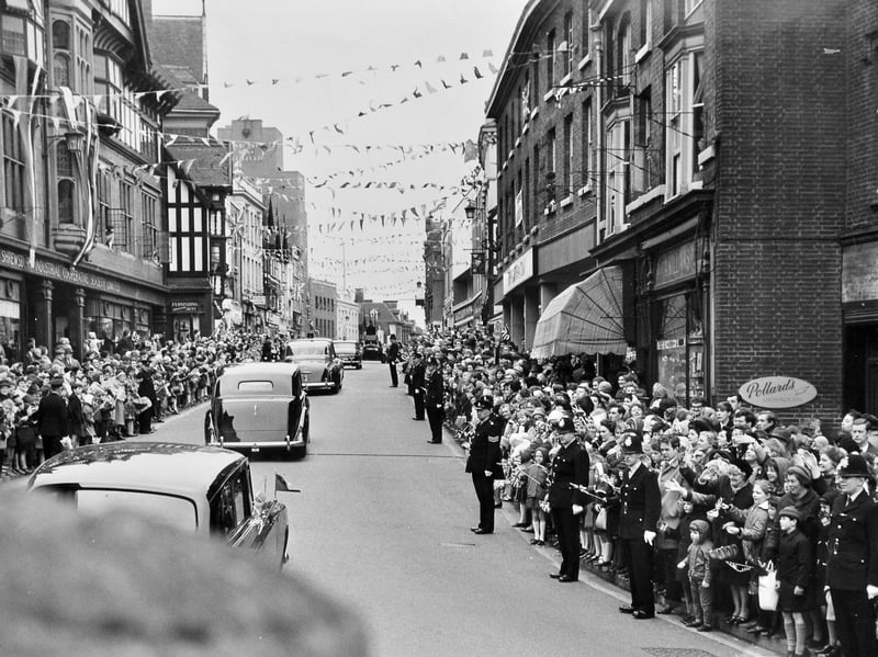 A royal welcome for Shrewsbury in 1967 as the Queen’s cavalcade made its way through the town on March 17. Crowds lined the streets to catch a glimpse of Her Majesty - do you remember where you stood to watch royal visits like this, or perhaps being part of the crowd that day?