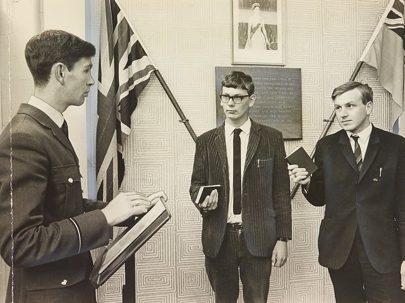 Holding small Bibles in hand, brothers Charles E Williams and David Vaughan Williams from Brereton, Rugeley, take the oath of allegiance at the RAF recruiting office in Wolverhampton on September 22, 1970. Administering the solemn vow before Union Jack and RAF flags is Flying Officer P V A Seaward. Dressed in smart tailored suits, the young brothers marked the beginning of their military service together, embarking on a proud family journey into the armed forces.  Do you remember visiting military recruitment offices across the region back in the 1970s? Did anyone in your family sign up for the armed forces or serve in the Royal Air Force during this era?
