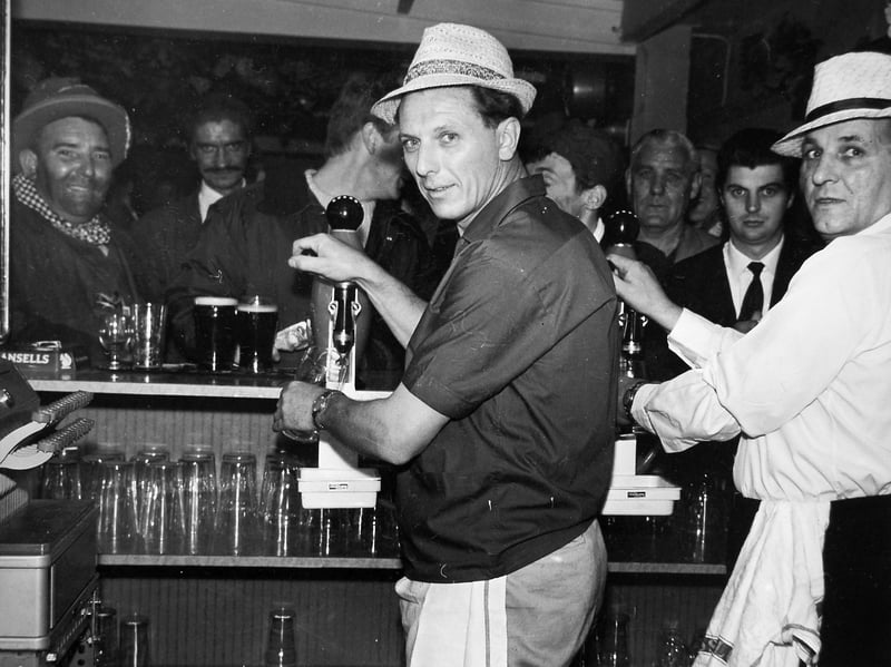 A familiar sight from the social life of Coalbrookdale in September 1967 as Mr H Skeates and Mr D Heighway pull pints at the Allied Ironfounders works social club tramps supper. Workplace clubs and gatherings were an important part of community life, bringing colleagues together away from the factory floor. Do you remember social events at your workplace, the characters behind the bar, or the friendships made through works clubs and gatherings?