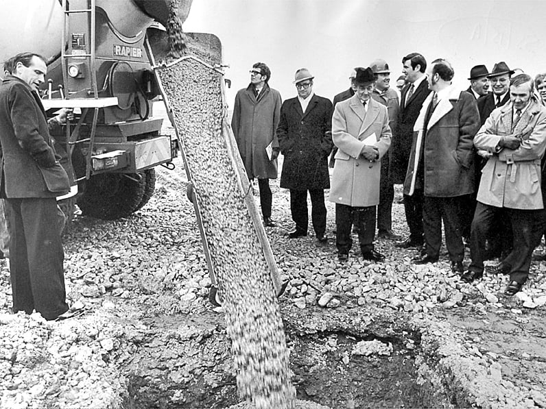A milestone in Telford’s development came in March 1972, when Telford Development Corporation chairman John Dugdale poured the first skip of concrete to mark the start of the first phase of the new town centre. Were you there to witness this moment, or do you remember watching the town centre take shape?