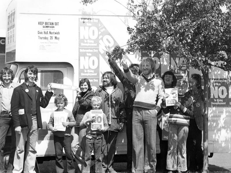 A piece of Shrewsbury’s political history from 1975. Local Labour members and supporters gather while campaigning for a ‘No’ vote in the Common Market referendum. Reader Mrs Freda Woodvine supplied the photograph - do you remember the posters, discussions and campaign days?