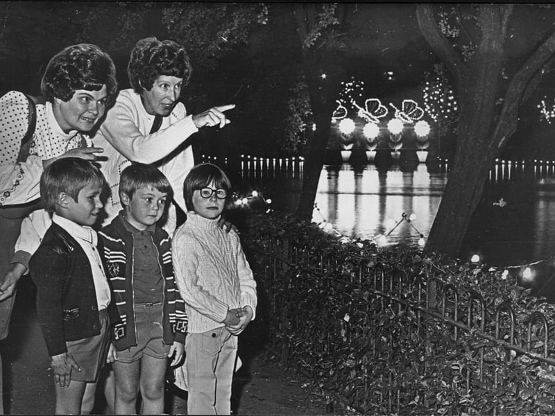 The lights at Walsall Arboretum provided an evening attraction on September 10, 1975, drawing visitors including five-year-olds Karl Jones and Simon Hope, along with Jonathan Slater. Mrs Pauline Hope and Mrs Doreen Jones, both from Shelfield, are pictured pointing out some of the attractions. It must have been an exciting sight for children visiting the arboretum after dark. Do you remember the arboretum lights, and what was your favourite attraction?