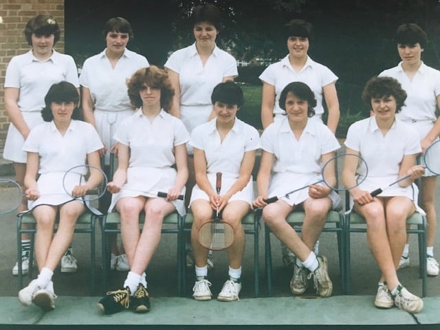 Members of the Priory Grammar School for Girls badminton team gather for a team photograph in 1982. Does this bring back memories of your school days?