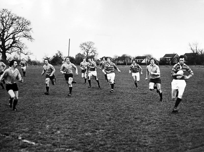 Flying down the wing in 1975 - Bridgnorth Rugby Club player Alun Stoll shows his speed during Shropshire’s match against Warwick. Can you remember the county rugby stars of the era?