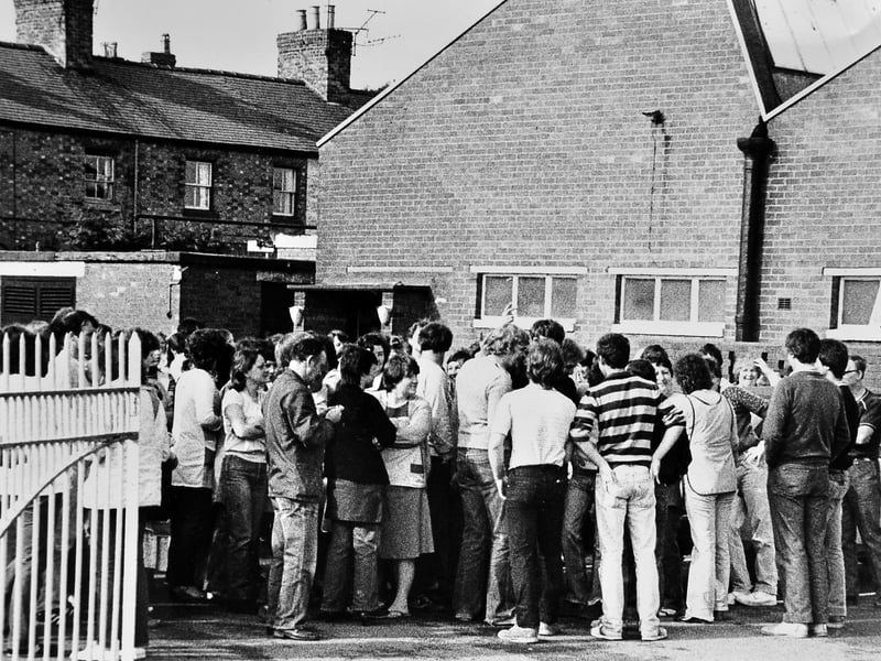 A 'knit-in' in Oswestry. Workers at the Clifford Williams factory take industrial action during a pay dispute in October 1982. Do you remember this strike or the factory?