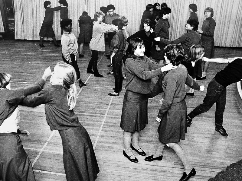 Self-defence lessons at Moreton Hall School. Pupils learn techniques from expert Chris Biffen during a special course at the school near Chirk in October 1982. The ten-hour programme taught girls aged between nine and 18 how to respond to situations such as a stranglehold. Do you remember taking part in unusual school lessons like this?