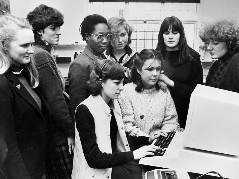 A glimpse into the classroom of 1982. Adcote School pupils try out a new computer donated by the school’s parents association after fundraising efforts helped pay for it in February 1982. Do you remember when computers were first introduced into schools?