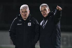 Galway manager Pádraic Joyce, right, with Galway selector David Morris before the Allianz Football League Division 1 match between Galway and Roscommon at Pearse Stadium. Photo by Ben McShane/Sportsfile
