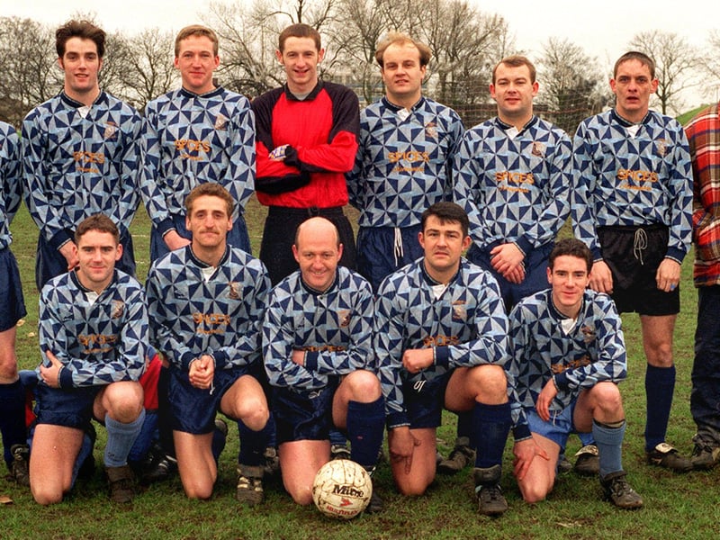 Woodhouse Hill WMC FC (Normanton), who played in Division 2, pictured in December 1995. Back row, from left, are Steve Greaves, Stuart Knowles, John Cotter, Gavin Macefield, Gary Deakin, Gary Woods, Michael Joyce and Kevin Snell (assistant manager). Front row, from left, are Mark Melvin, Neil Hudson, Neil Davis, Paul Johnson and Stuart Carter.
