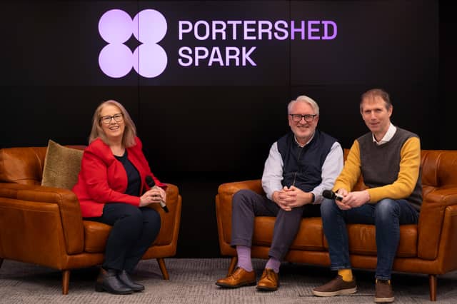 Mary Rodgers CEO PorterShed, Maurice O'Gorman, Chairperson of the PorterShed board and John Breslin, Board Member, Director and Co-founder of PorterShed.
