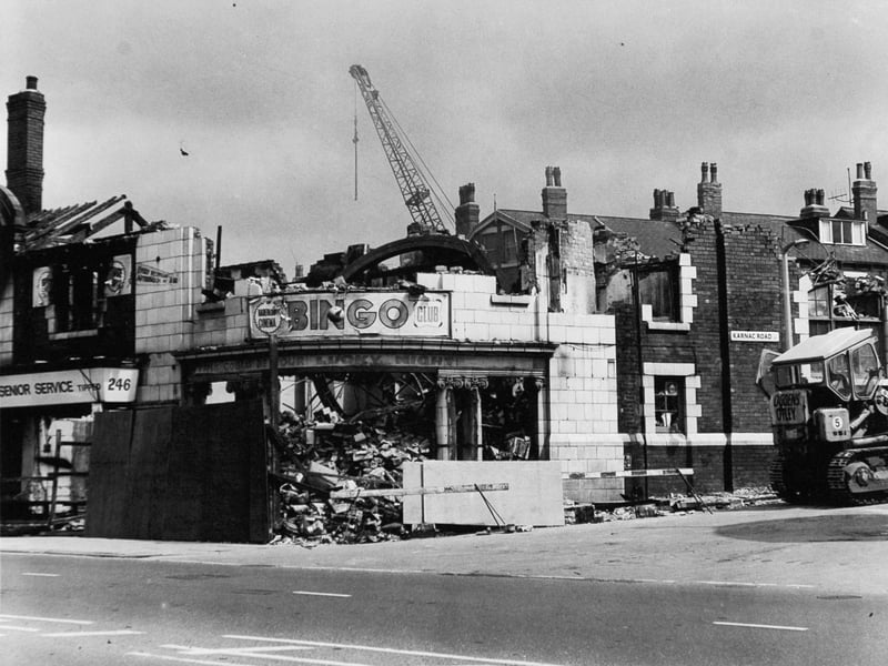 The Harehill's Cinema, on Roundhay Road, Leeds, is demolished in July 1968