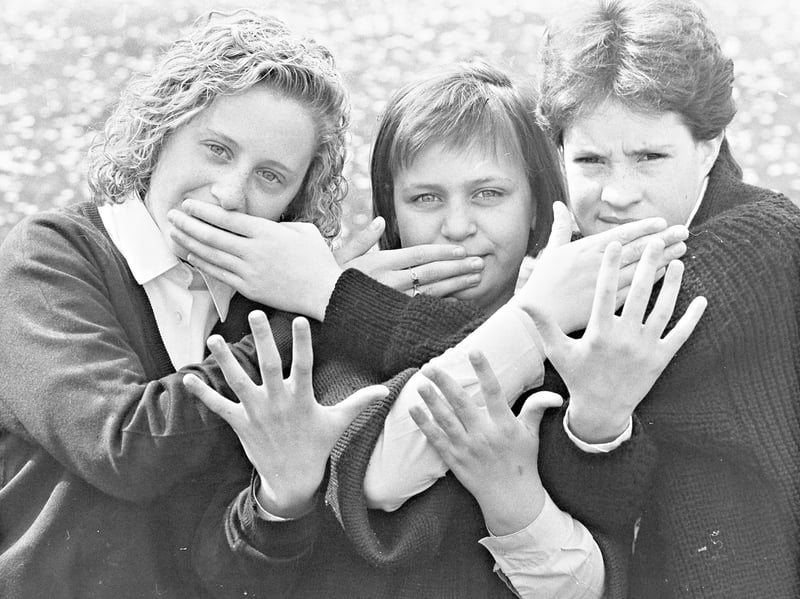 Middleway Middle School pupils Hayley Duke, Donna Buckley and Amanda Frampton show off their growing nails as part of a fundraising drive for Staffordshire Ambulance Service in May 1989. The unusual challenge was helping to raise money for a local cause. Do you remember taking part in fundraising challenges like this at school?