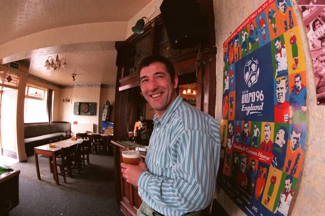 Ex-Sheffield Utd player Billy Whitehurst, pictured in 1996, after becoming the new landlord of the Cricketers Arms pub on Bramall Lane