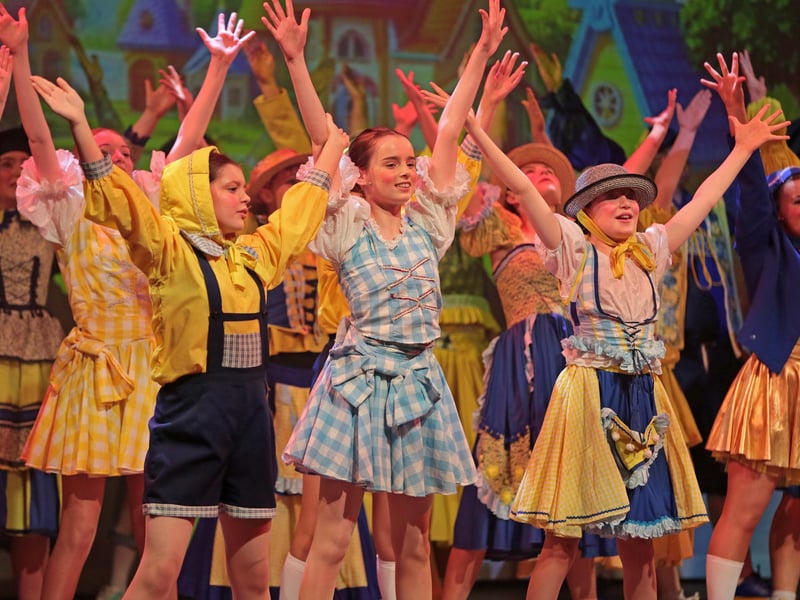 Caption: The Munchkins dancing on stage during the the St Mel’s Musical Society sell out production of The Wizard of Oz in St Mel’s College