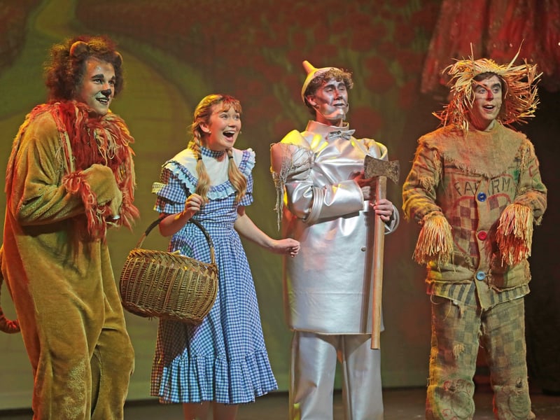 Caption: Aonghus O'Muirí (The Lion), Andrea Crowe (Dorothy), Jake Reilly (Tinman) and Oisin O'Reilly (Scarecrow)