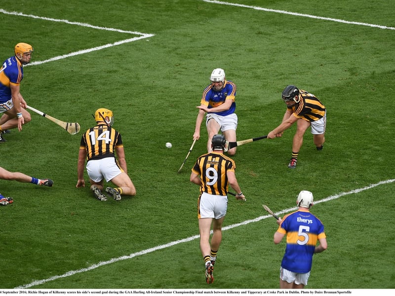4 September 2016; Richie Hogan of Kilkenny scores his side's second goal during the GAA Hurling All-Ireland Senior Championship Final match between Kilkenny and Tipperary at Croke Park in Dublin