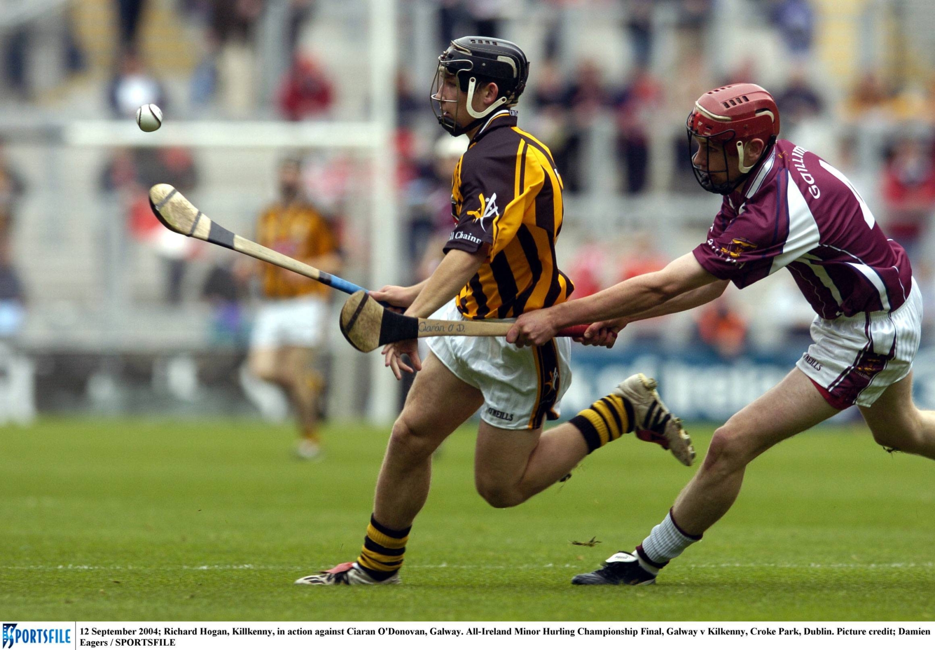 12 September 2004; Richie Hogan, Kilkenny, in action against Ciaran O'Donovan, Galway