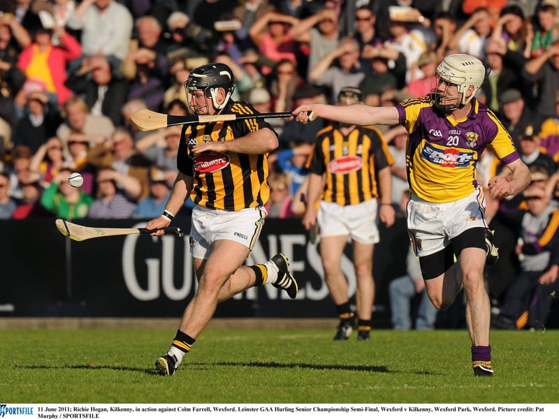 11 June 2011; Richie Hogan, Kilkenny, in action against Colm Farrell, Wexford. Leinster GAA Hurling Senior Championship Semi-Final, Wexford v Kilkenny, Wexford Park, Wexford