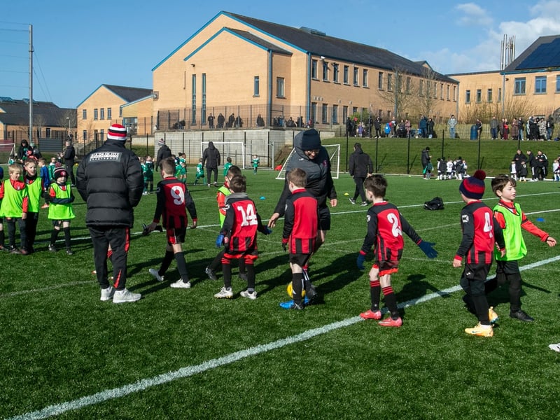 Teams prepare to line out for the Sean O'Kane Memorial Cup on Saturday.