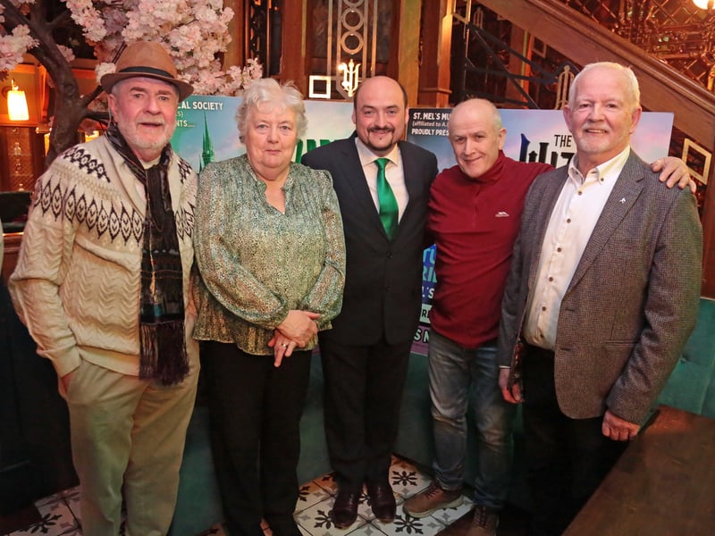 Caption: St Mel's Musical Society Honorary Life Members; John Kelly, Pauline Sheil, Padraic O'Brien and Eddie Kiernan pictured with Chairperson Andrew Reynolds at the launch of The Wizard of Oz