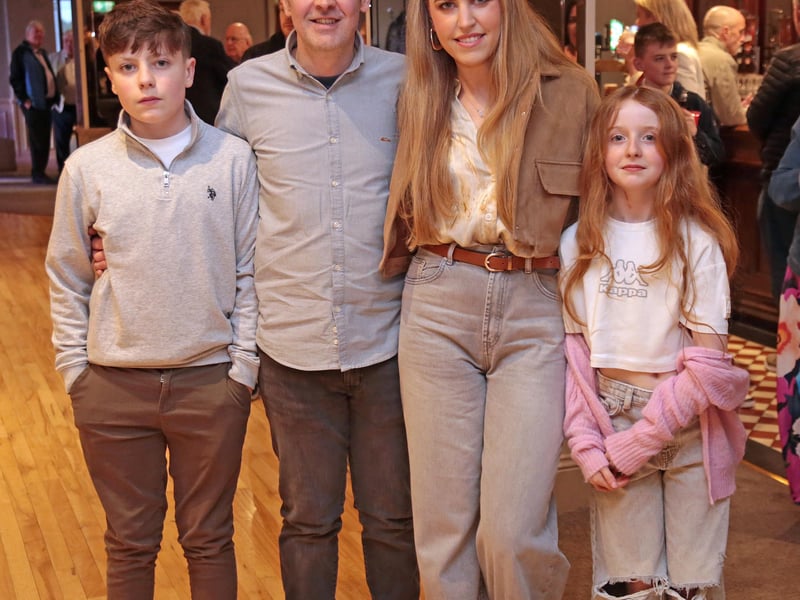 Caption: Jonah, David, Angela and Stella Flaherty enjoying the Longford Live & Local gig in memory of Paschal Flaherty on Easter Monday