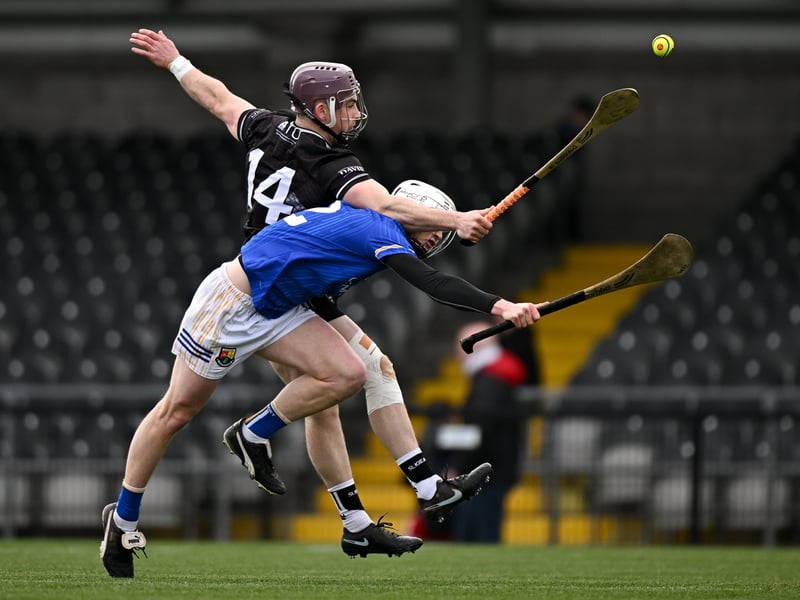 Caption: Andrew Kilcullen of Sligo in action against James Connell of Longford during the Allianz Hurling League Division 4 final match between Sligo and Longford at Markievicz Park in Sligo. Photo by Seb Daly/Sportsfile