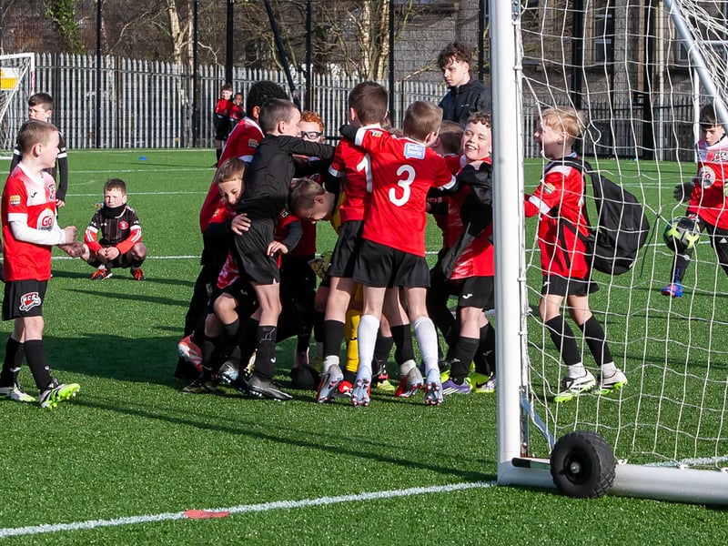 Maiden City Soccer 2017s celebrate victory in the Sean O'Kane Memorial Cup.