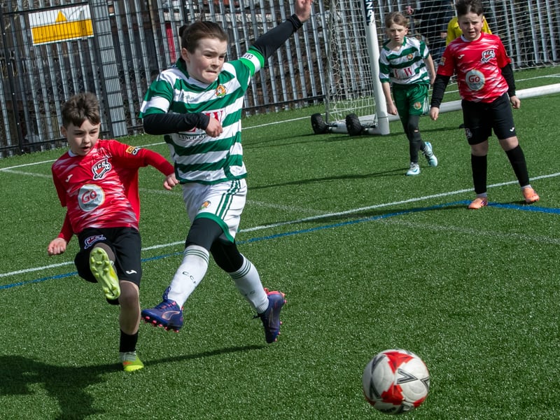 Action from the 2016s Sean O'Kane Cup between Maiden City Soccer and Cockhill Celtic.