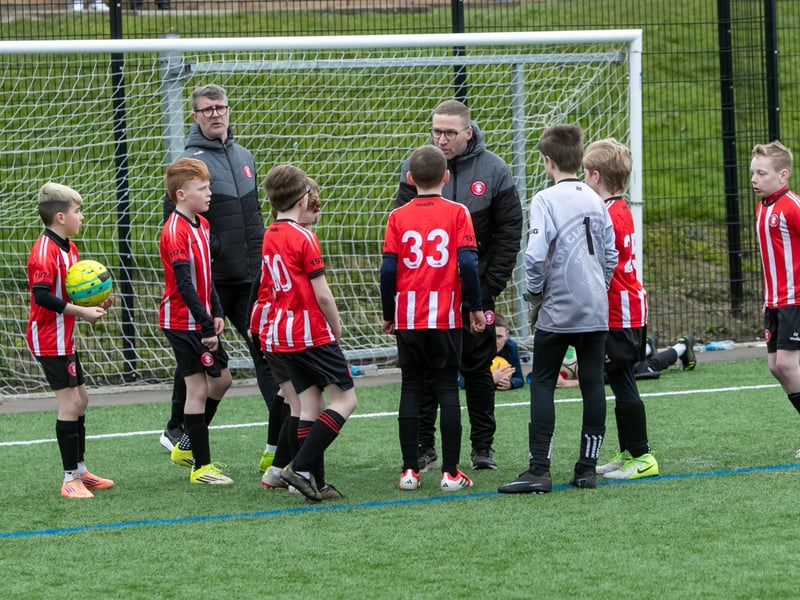Half-time team talk to the Tristar team at Sunday's Sean O'Kane 2016s final in St. Joseph's Boys School.
