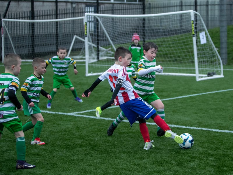 Action from the 2018s game between Maiden City Soccer and Top of the Hill Celtic on Sunday morning. (Photos: Jim McCafferty Photography)