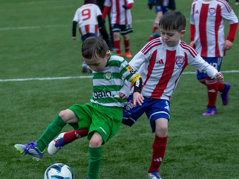 Action from the 2018s game between Maiden City Soccer and Top of the Hill Celtic.