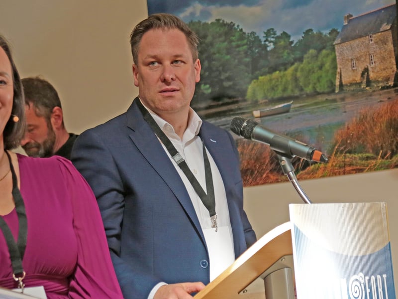 Caption: Daragh Feighery of Center Parcs pictured addressing the delegation at Ballymahon Library as part of the ICMA delegation Picture: Shelley Corcoran