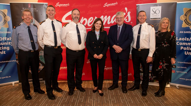 Inspector Joe Culleton, Garda Brian Farrell, Chief Superintendent Tony Lonergan, Garda Jane Ryan, Supermac's owner Pat McDonagh, Superintendent Tony Tighe and Garda Una Tuohy.