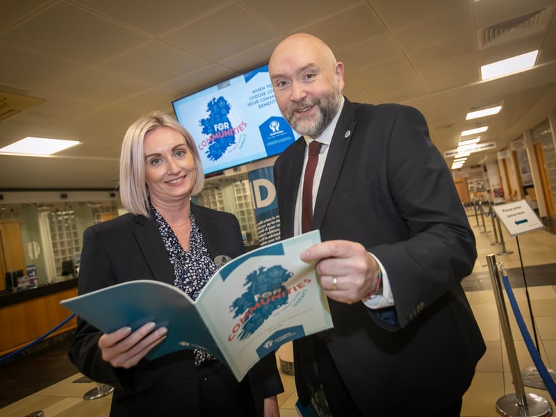 Clare McLaughlin, Head of Operations and Business pictured with Martin Fisher, Head of Northern Ireland, Irish League of Credit Unions during Thursday's launch of the Irish League of Credit Unions 'First Community Impact Report for Credit Unions.